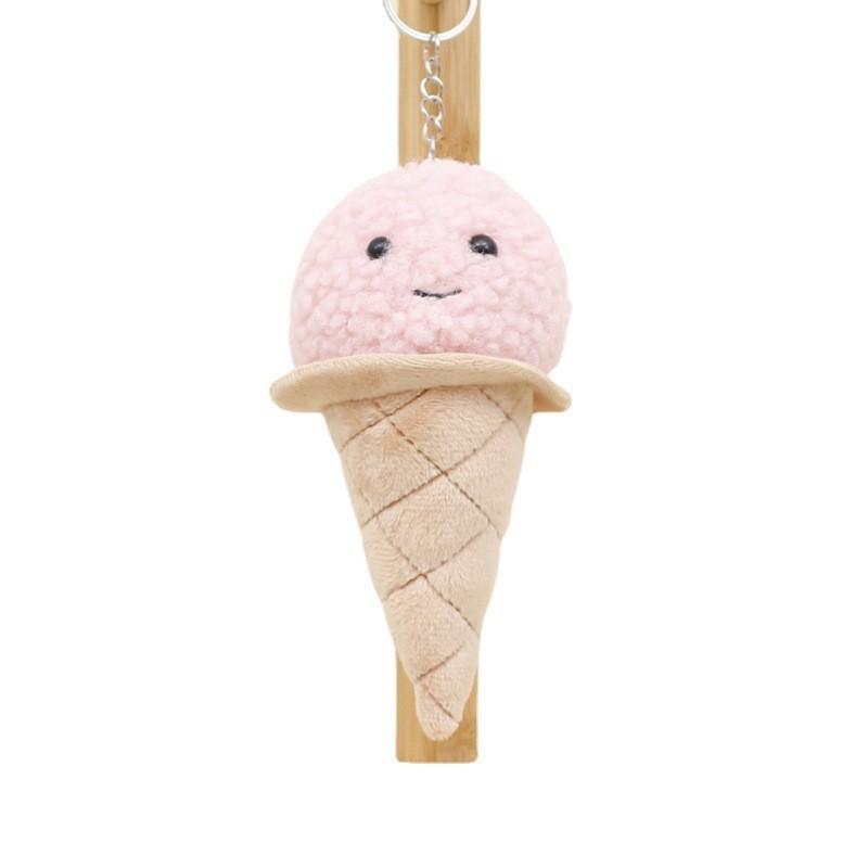 Adorable Ice Cream Plush Keychain With Short Plush And Pp Cotton Filling For Kids