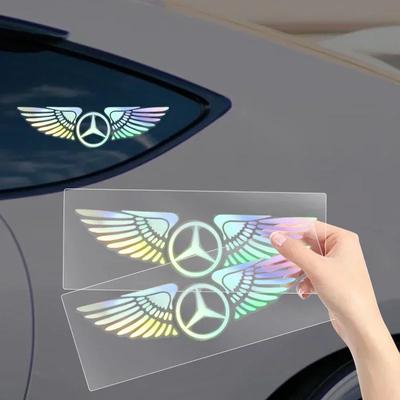 Auto Kleurrijke Laser Engelenvleugel Voorruit Motorkap Kofferbak Sticker Voor Mercedes Benz C180 C200 C260 C300 W108 W124 W126 W140 W168 W169