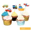 YINKE Birthday Cake Topper, Car Cake Picks, Cake Insert Card, Happy Birthday Cake Decoration, Boy's Vehicle Cake Decoration (Set of 6)