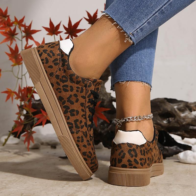 Women's Spring-Autumn Leopard-Print Casual Training Shoes.
