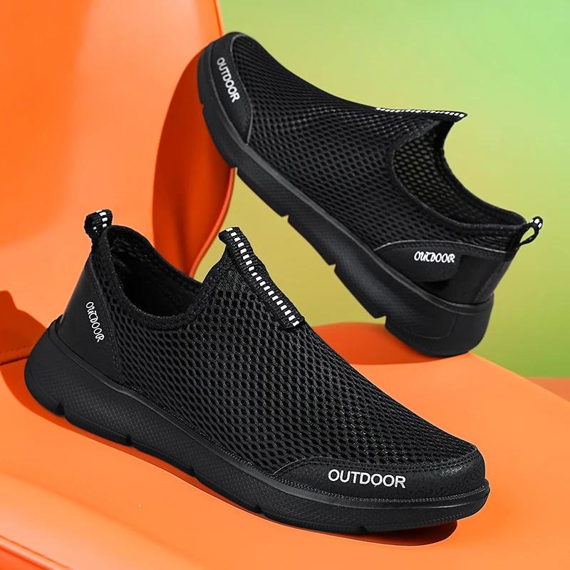Fashion Men Breathable Mesh Casual Shoes Summer Sneakers Men Outdoor Walking Shoes Men's Lightweight Slip-on Sandals Zapatos De Hombre