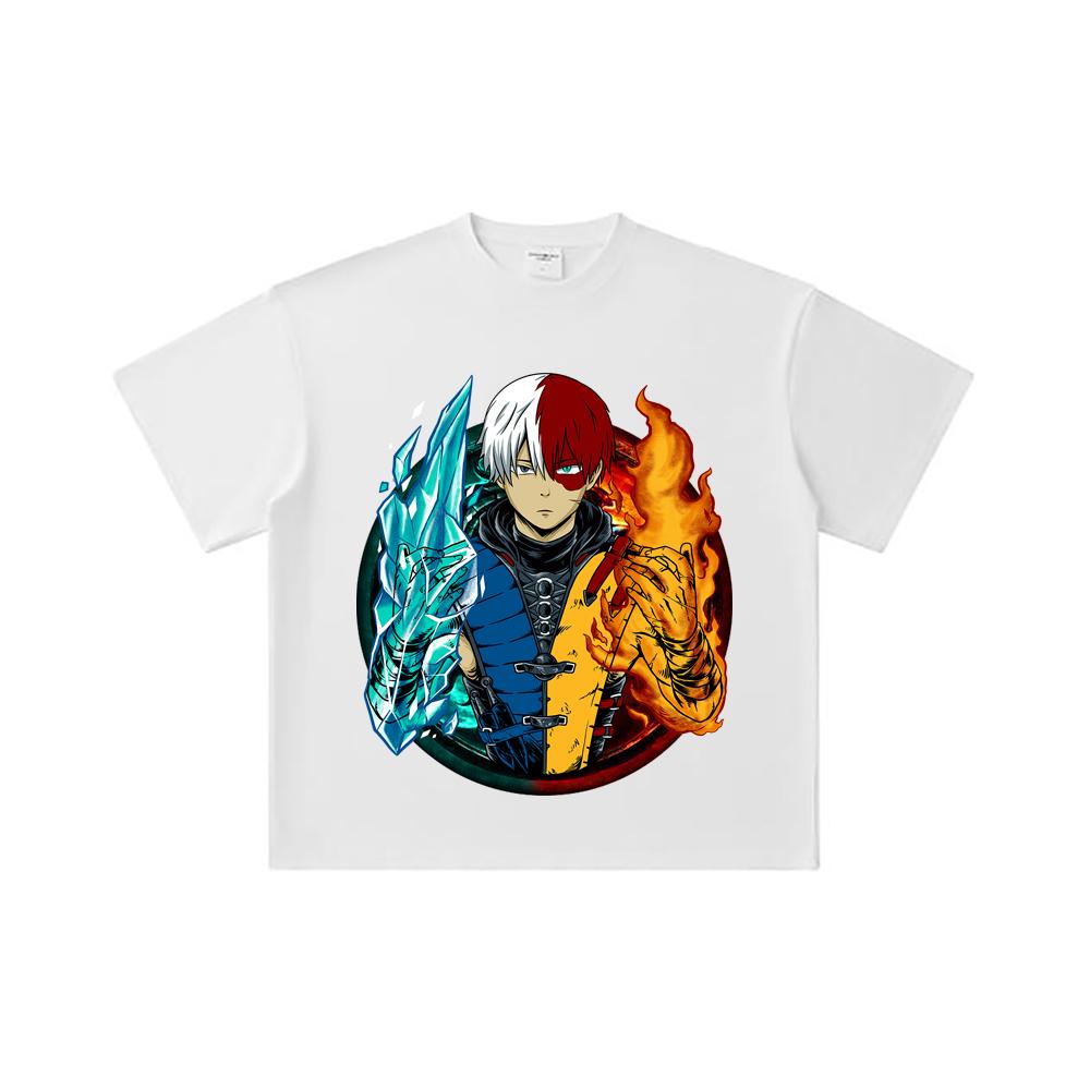 260 GSM Double Yarn 32 Count 100% Cotton My Hero Academia V4 Shoto Print Unisex Heavy Cotton T Shirt
