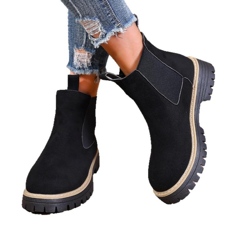 Women's Wide Width Ankle Boots, Round Toe Fashion Winter Booties, European Style Short Boots for Women
