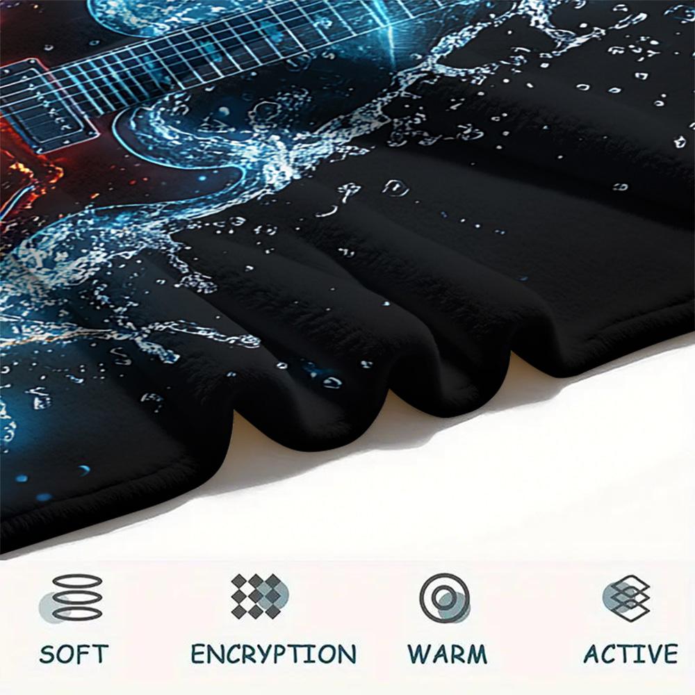 Guitar Print Flannel Blanket, High Quality Comfortable for All Seasons, Home Decor, Warmth and Comfort, Perfect for Christmas Gifts