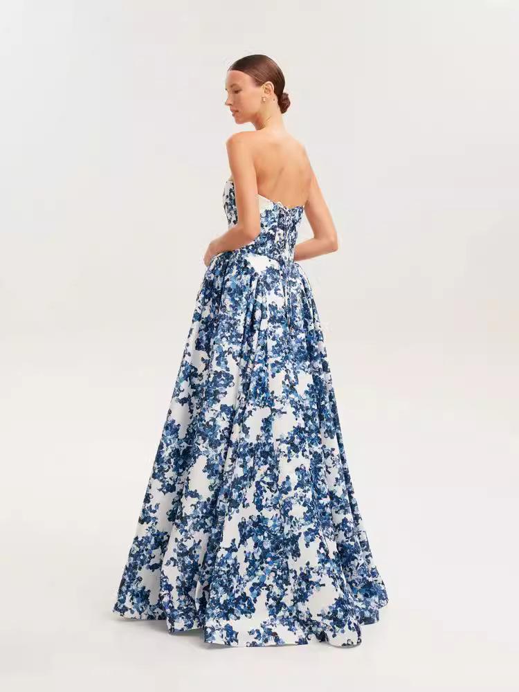 2025 Off-Shoulder European & American Spring/Summer Evening Dress - Elegant Fairy Style with Three-Dimensional Tailoring