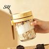 BPA-free Glass Food Container Overnight Oats Containers with Airtight Lid & Spoon 350ml Breakfast for Yogurt Clear Cereal Storage Jar Salad