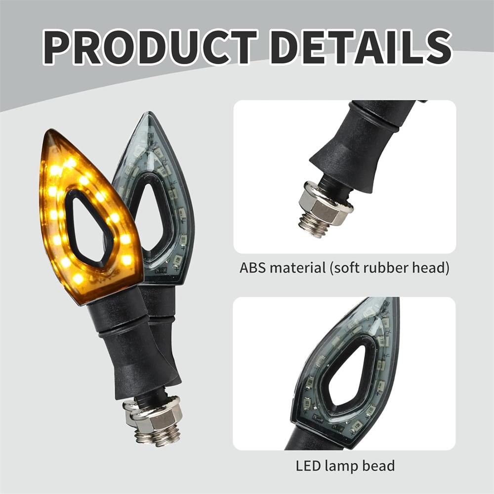 4pcs Universal 12 V LED Motorcycle Mini Indicator, Micro Indicator, Amber, Waterproof Running Light Indicator,for Street Bike,  Moped Scooter