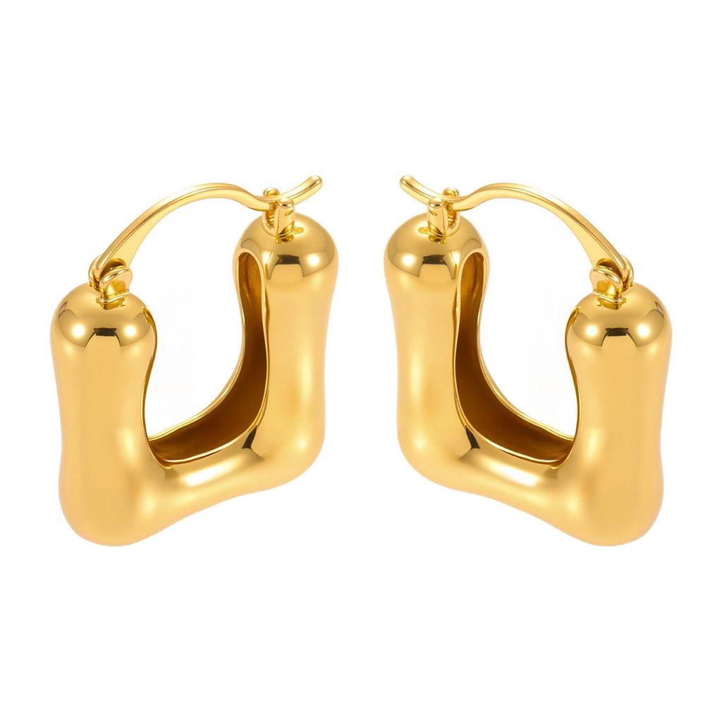 Qiong Yao 18K Gold-Plated Eco-Friendly Copper U-shaped Geometric Minimalist Earrings - Fade-Resistant
