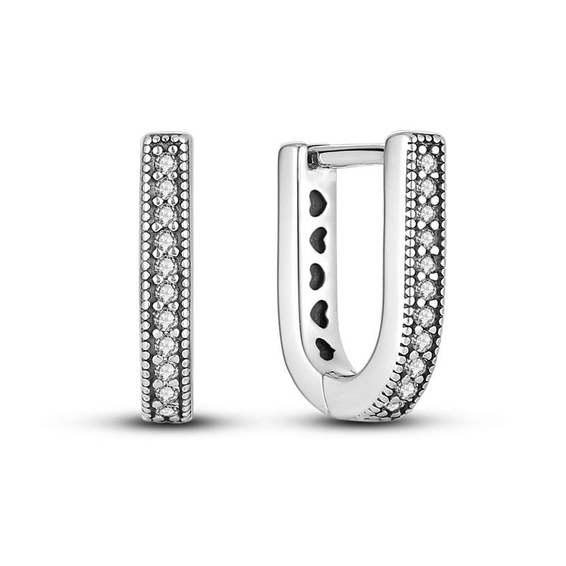 Silver Plated Woman Hoop Earring Simple Pendientes Eardrop U Shape Original  Earring Jewelry Gift