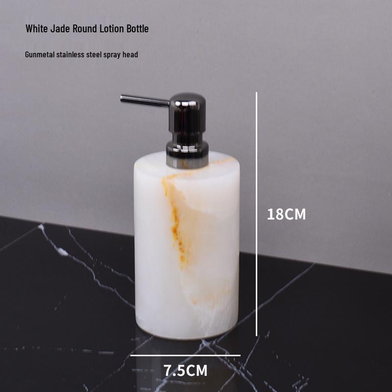 Lux White Jade Bathroom Set: Basin, Tray, Tissue Box, Lotion Dispenser - 4 or 5 Piece Set