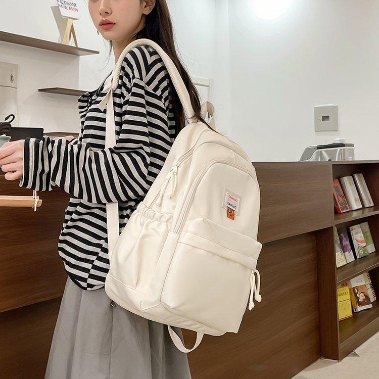 Schoolbag Japanese Large Capacity Ins Girl Lightweight Solid Color Simple Fashion Versatile Schoolbag Junior High School Student Backpack