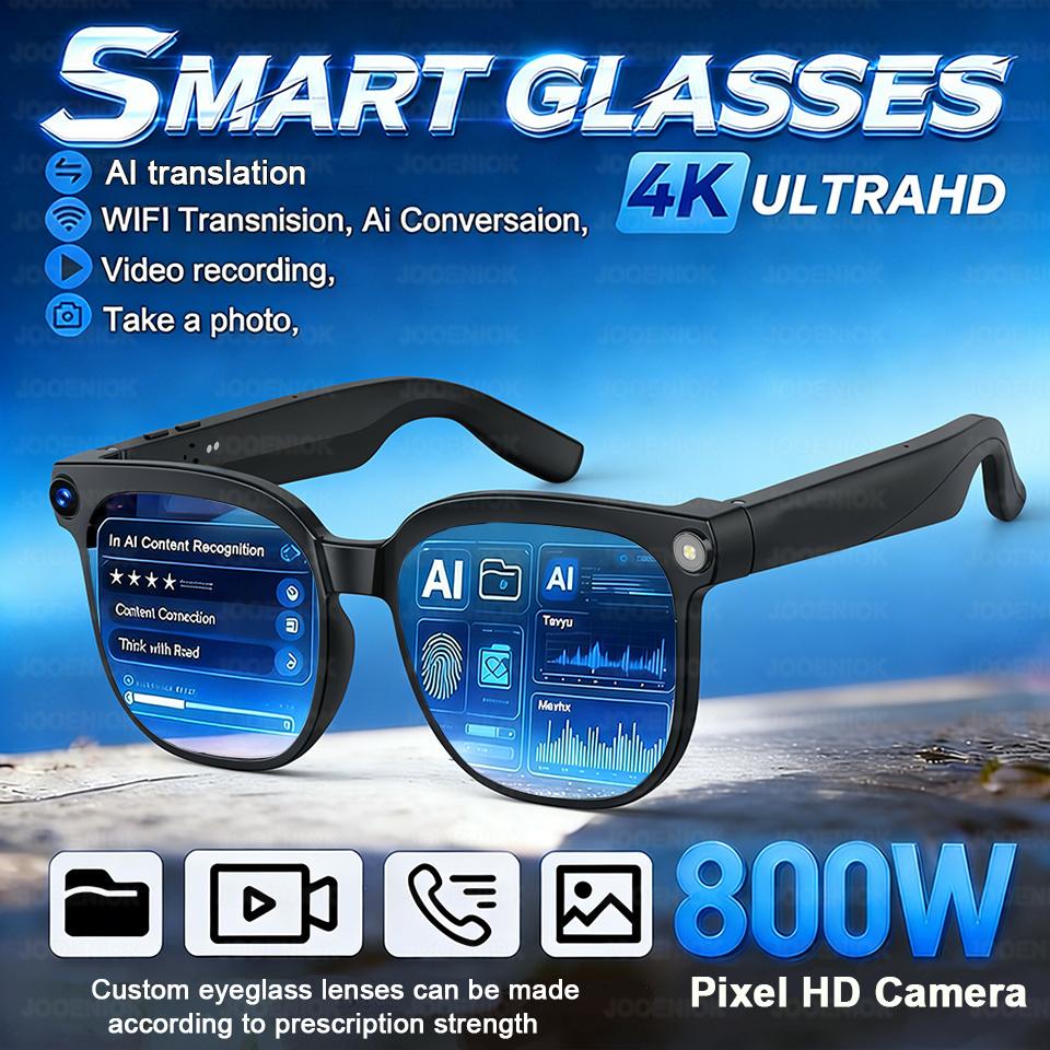 2026 4K HD AI Smart Glasses Chat GPT 800MP Camera Recording WIFI Transnision Bluetooth Call 260Mah Voice Assistant Smart Glasses Real-time Translation