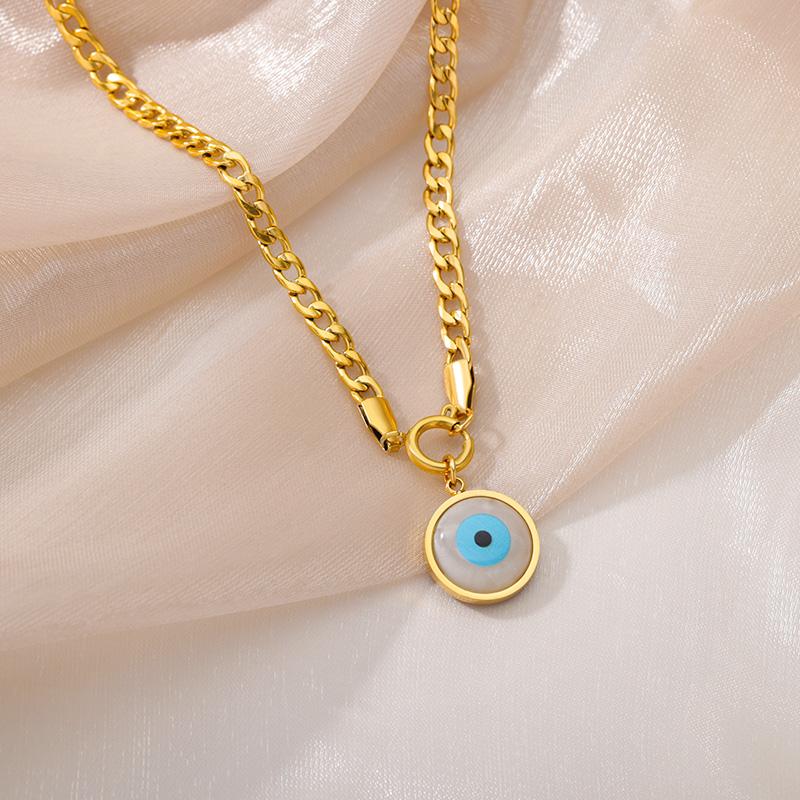 Zircon Evil Eye Necklaces For Women Multilayer Stainless Steel Round Heart Pendant Necklace Wedding Jewelry Gift