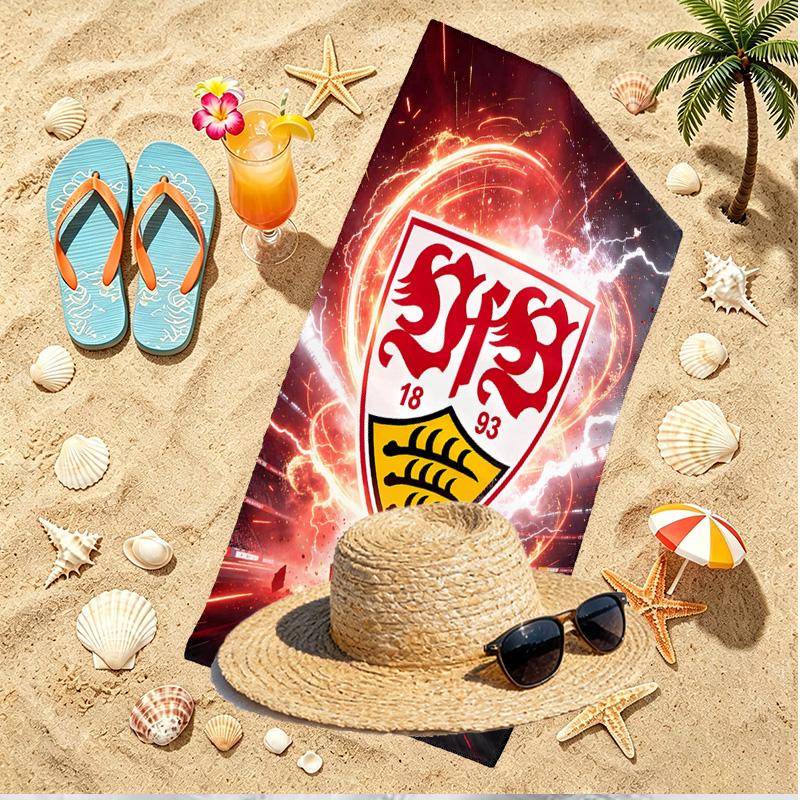 VfB Stuttgart Druck Strandtuch, Vielseitiges Leichtes Saugfähiges Strandtuch für Pool Surfen Yoga Badezimmer, Perfektes Geburtstags-Urlaubsgeschenk