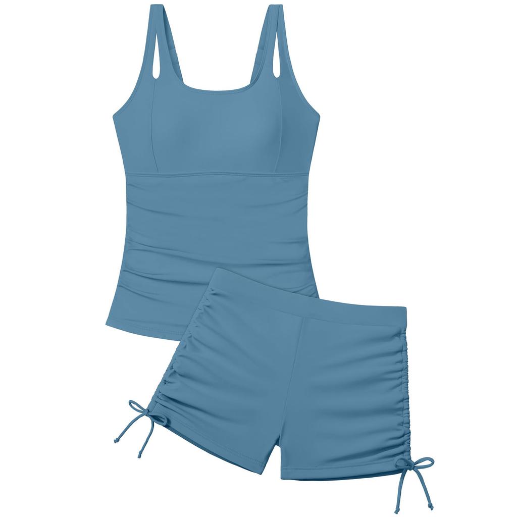Children's Fashionable Casual Square-Neck Printed Swimsuit Set