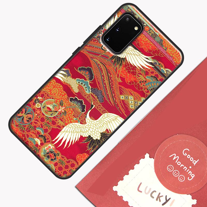 Japanese Cranes Art Phone Case For Samsung Galaxy S24 S26 Ultra S20 S21 S22 S23 S25 Plus S10 S25 FE Cover Shell