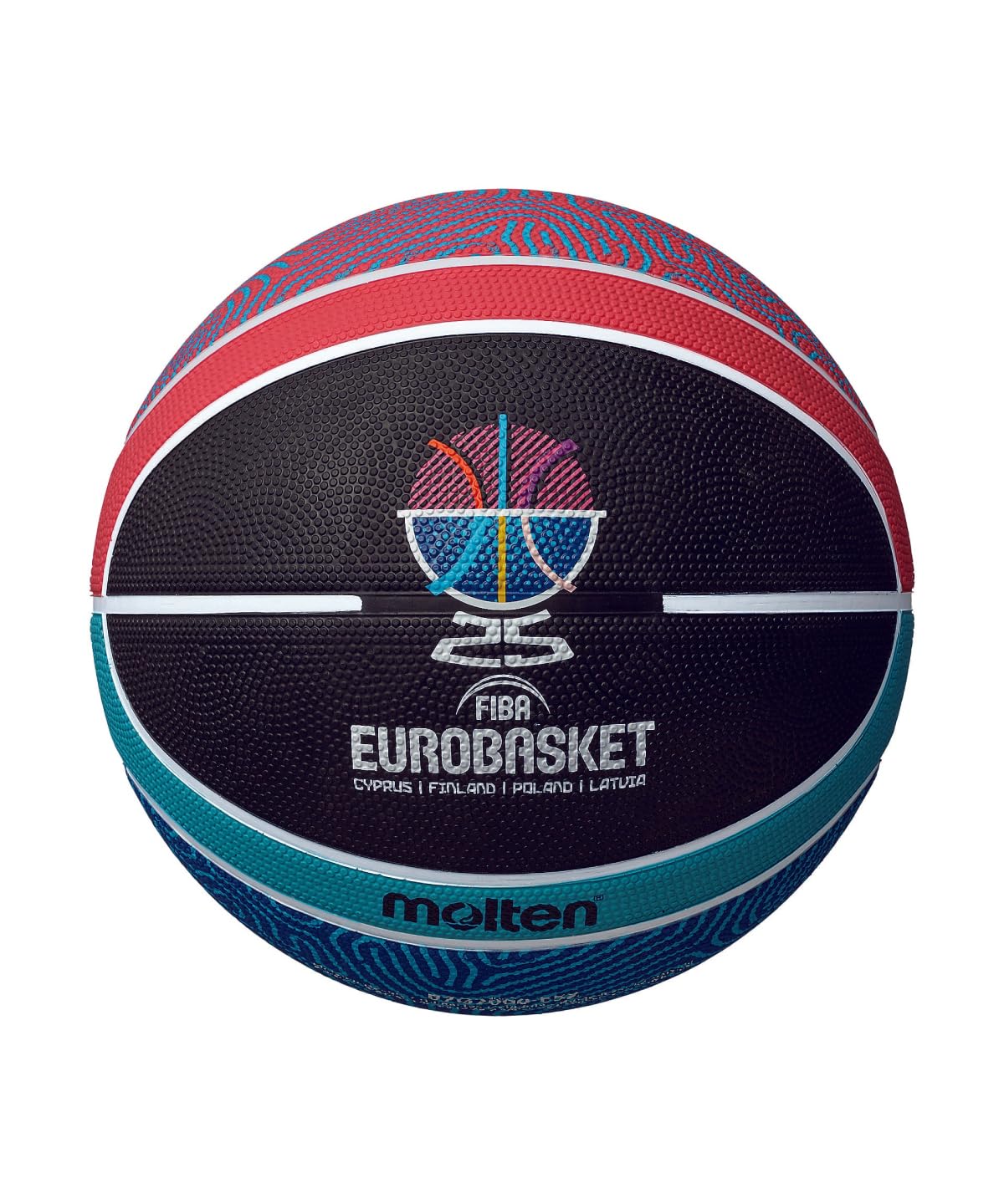 

Molten Basketball Eurobasket 2025 Model Rubber 5 Ball No. B5G2000-E5Z чёрный