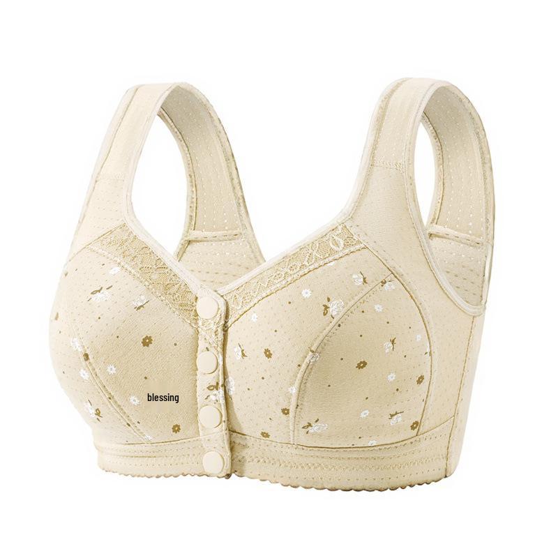 

Узорчатый бюстгальтер большого размера с застежкой спереди для женщин среднего и пожилого возраста - Без подкладки, тонкий летний хлопковый жилет 50 (115 cm)