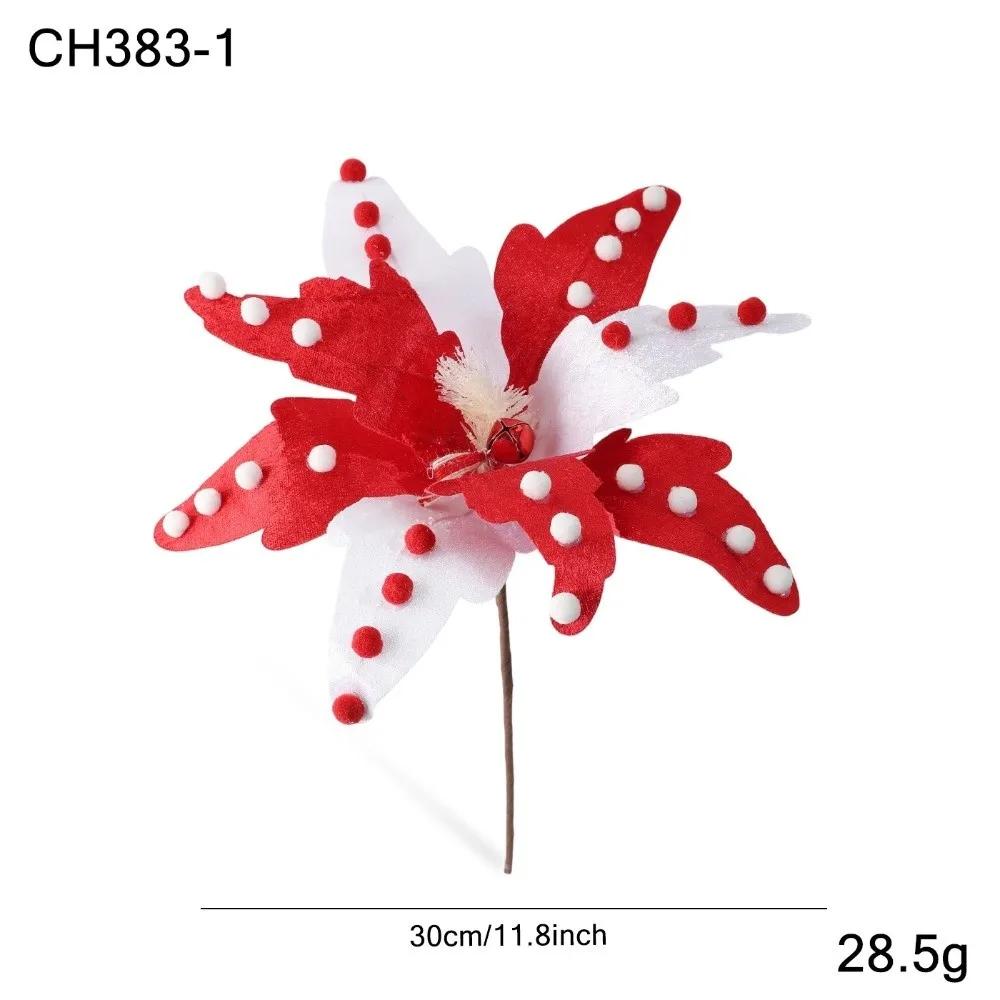 New Large Artificial Poinsettia Flower Sequins Glitter Simulation Flowers Sparkling DIY Christmas Flower New Year Festival