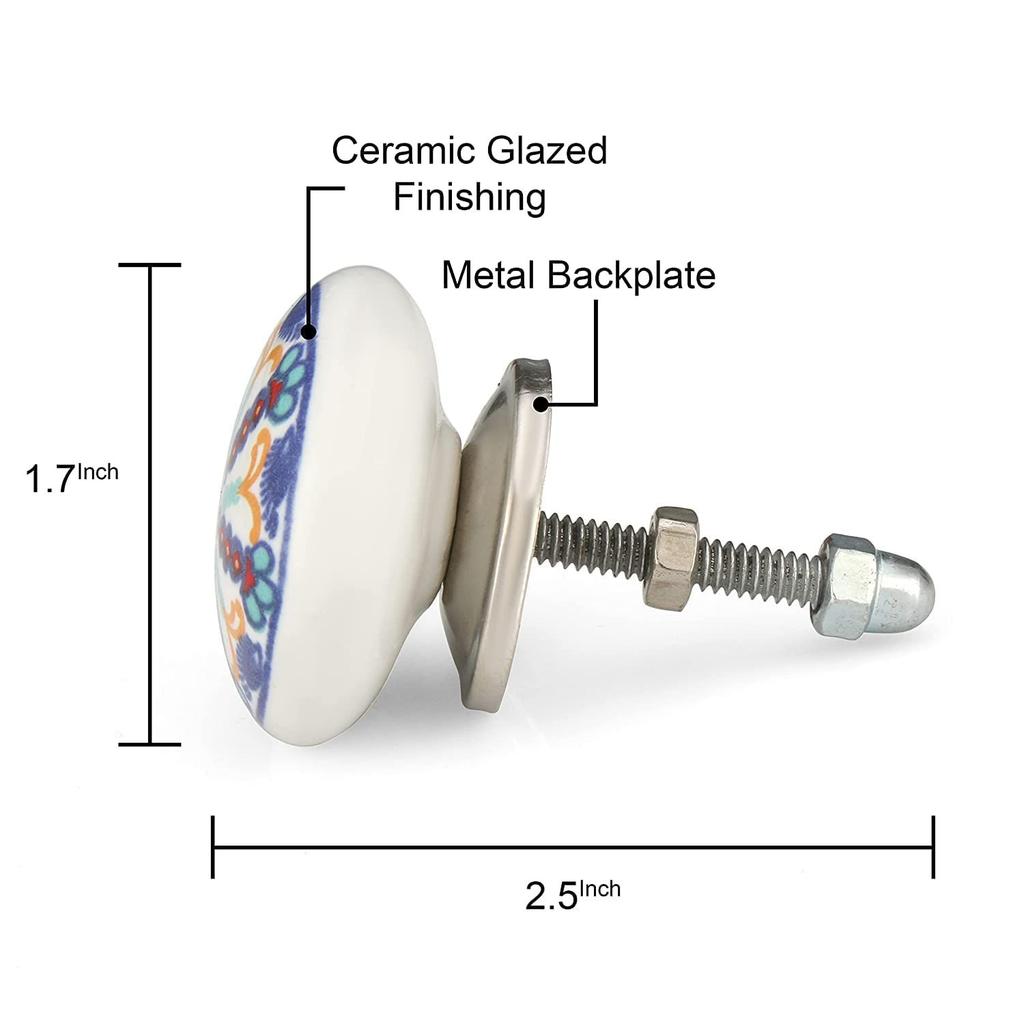 Ceramic Knobs World Door Knobs for Drawers Vintage Handmade Blue Mandala Cabinet Handle for Kitchen Wardrobe Furniture (RED, Pack of 25)