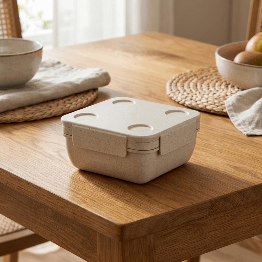 Wheat Straw Double-layer Lunch Box Food Grade Lunch Container Picnic Box Fresh-keeping Fruit