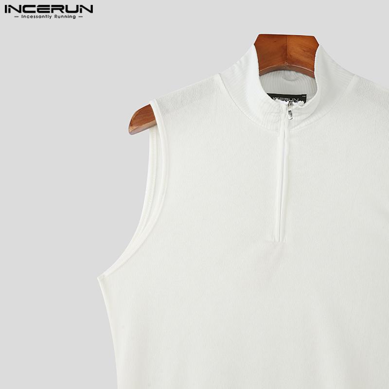 INCERUN Autumn Men Stand Neck Oversleeve High Splits Tunic Tops Pullovers
