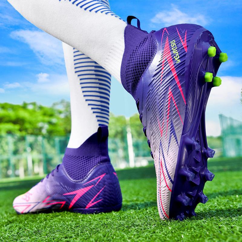 High-Top Football Shoes Men'S And Women'S Broken Nails Tf Artificial Turf Ag Long Nails Youth Leather Competition Training Shoes