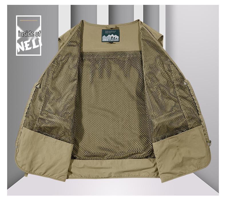 Men's Multi-Pocket Mesh Vest with Custom Logo & Embroidery for Fishing & Photography