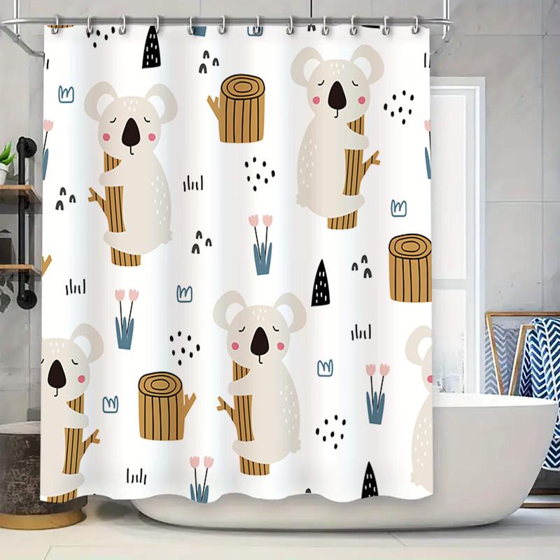

Polyester Cartoon Koala Shower Curtain Waterproof Bath Decor W60H190(CM)-1 Pcs