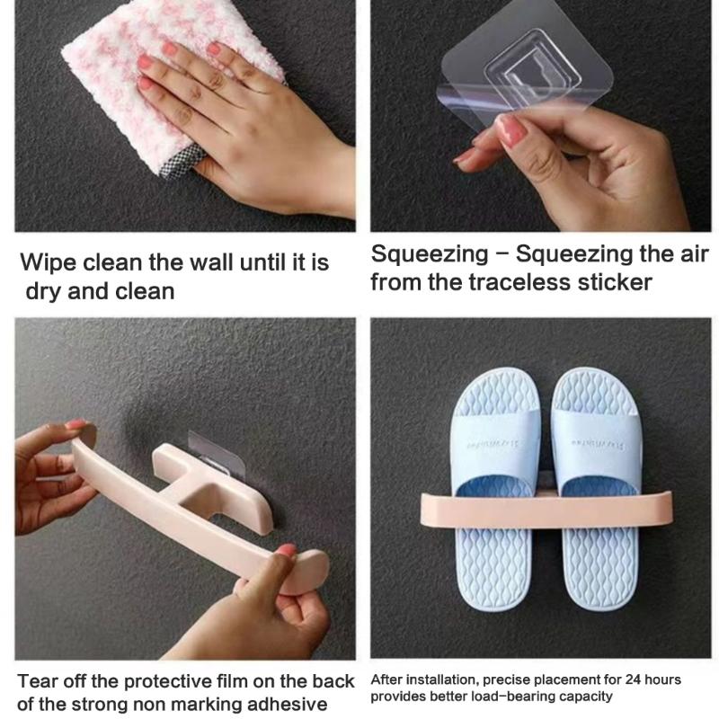 Plastic Wall Mount Shoe Holder 5Pcs No Drill Installation Water Resistant Design Slipper Hanger Rack for Modern Homes