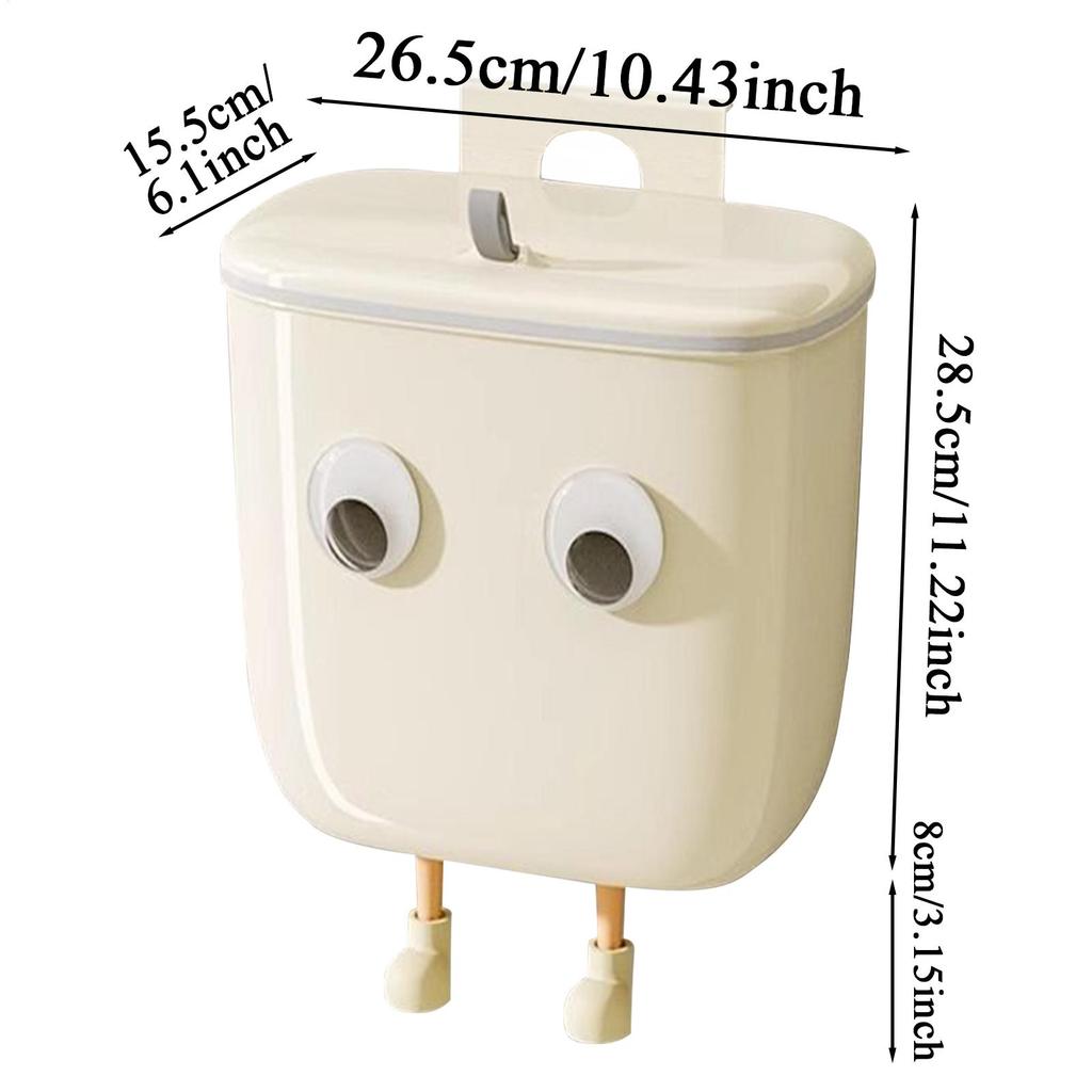 Kitchen Trash Can Trash Bin With Lid Cute Waste Basket With Eyes And Legs Decoration For Wall Under Sink Bedroom RV Bathroom
