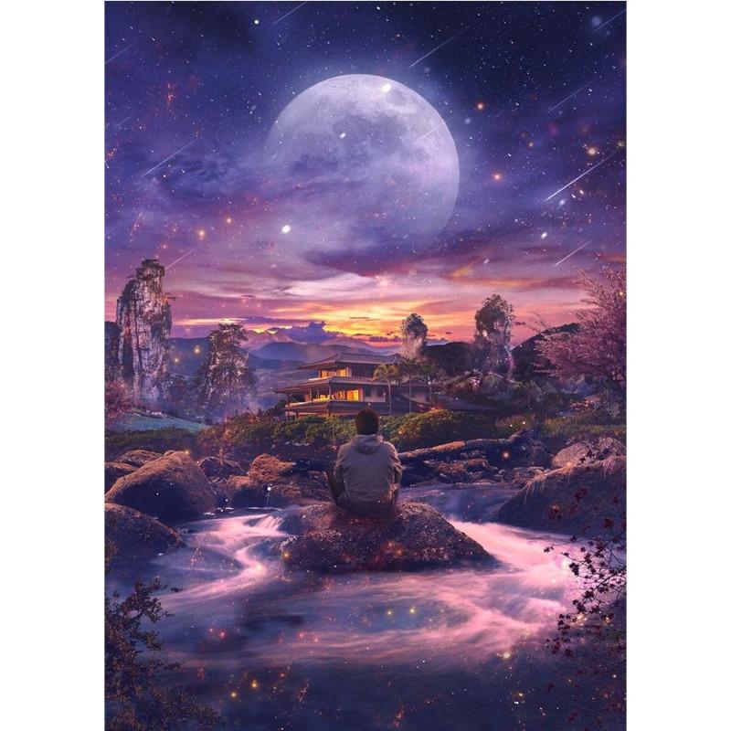 Modern Colorful Posters with a Cosmic Planet, Canvas, Painting, Abnormal Landscape, Scandinavian Wall Art Painting for the Living Room,