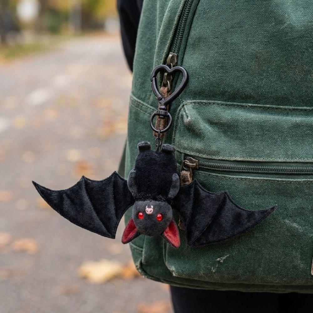 Transformable Plush Bat Keychain Novelty Cute Bat Keyring Bat Keychain with Wings Halloween Gift