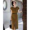 Elegant Summer Cap-Sleeve Cinch-Waist Dress