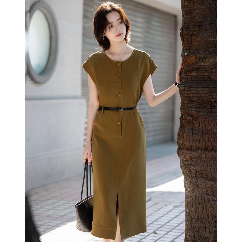 Elegant Summer Cap-Sleeve Cinch-Waist Dress