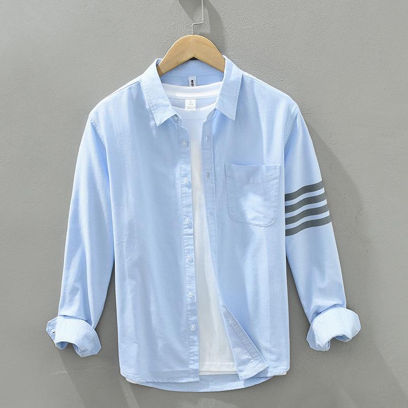 

Men s Autumn Striped Long-Sleeve Trendy Cardigan Shirt XL світло-синій колір