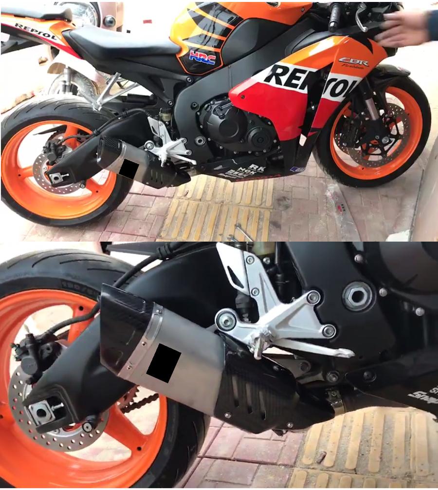 1PC 51MM Inlet Real Carbon Fiber Motorcycle Pipe Muffler For R6 R1 CBR500 Z750