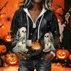 Women's Long Sleeve Pullover Hoodie with Halloween Print