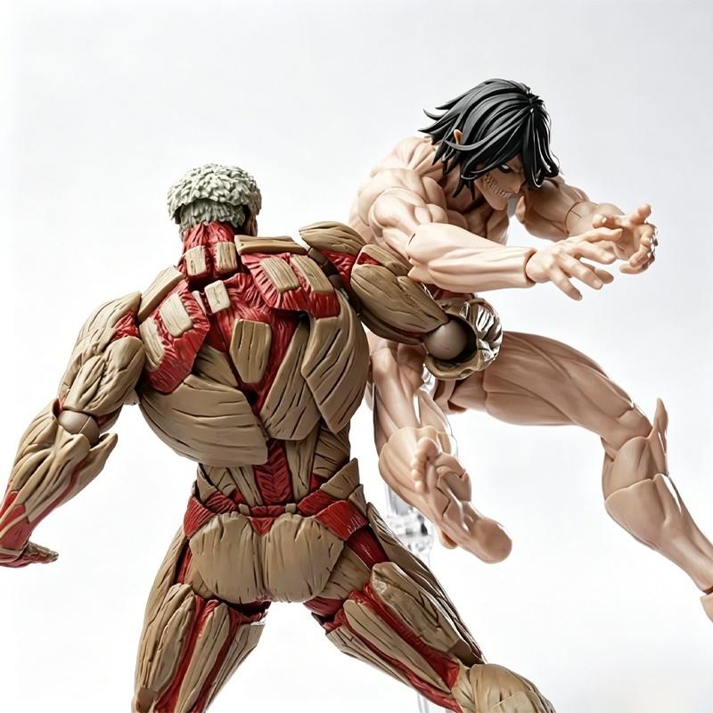 Bandai Attack on Titan Eren Yeager vs Armored Titan Action Figure Amazing Yamaguchi Revoltech Anime Collectible for Fan Toys