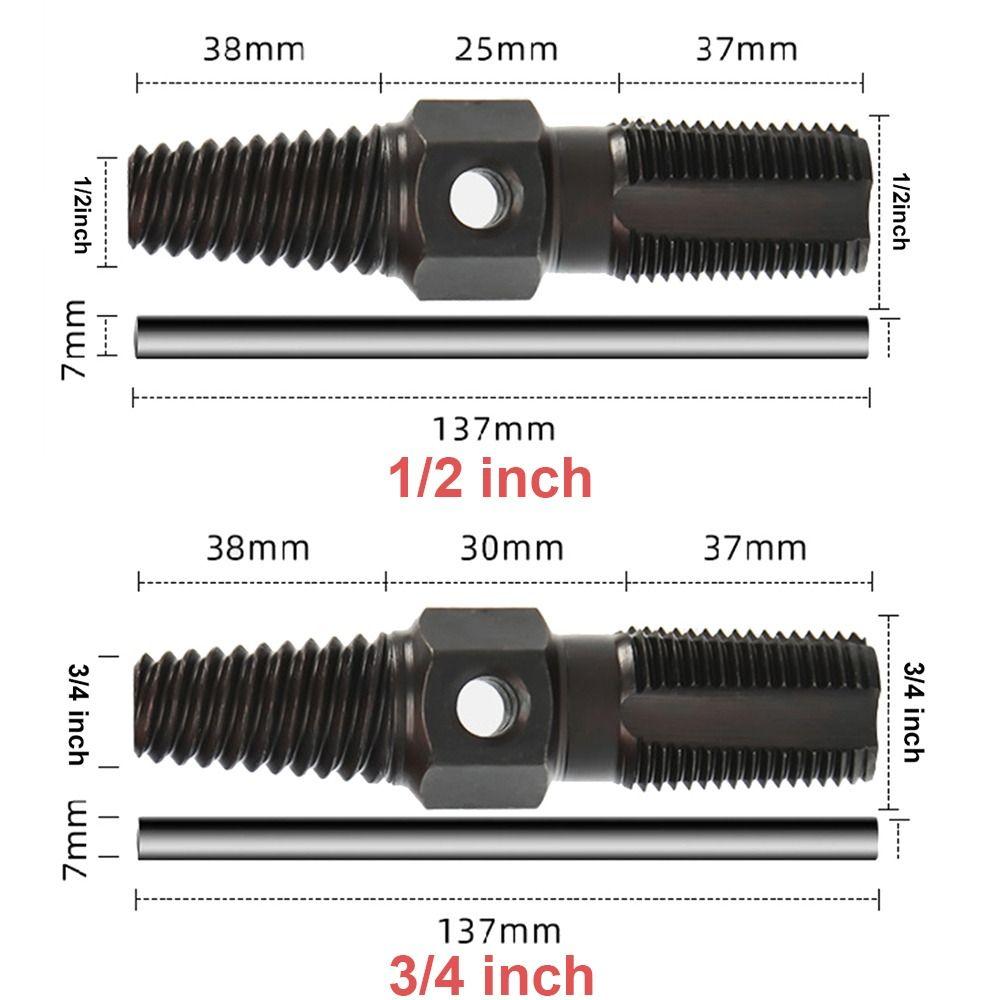 Double Head Screw Extractor Pipe Threader 1/2 Inch 3/4 Inch Easy Out Broken Bolt Remover Dual-use Reusable