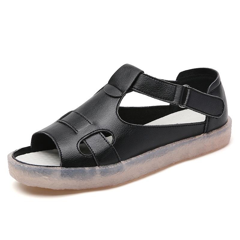 

Босоножки женские летние новые из натуральной кожи римские сандалии удобные для беременных женские туфли на плоской подошве универсальные уличные туфли с отверстиями для мамы 41