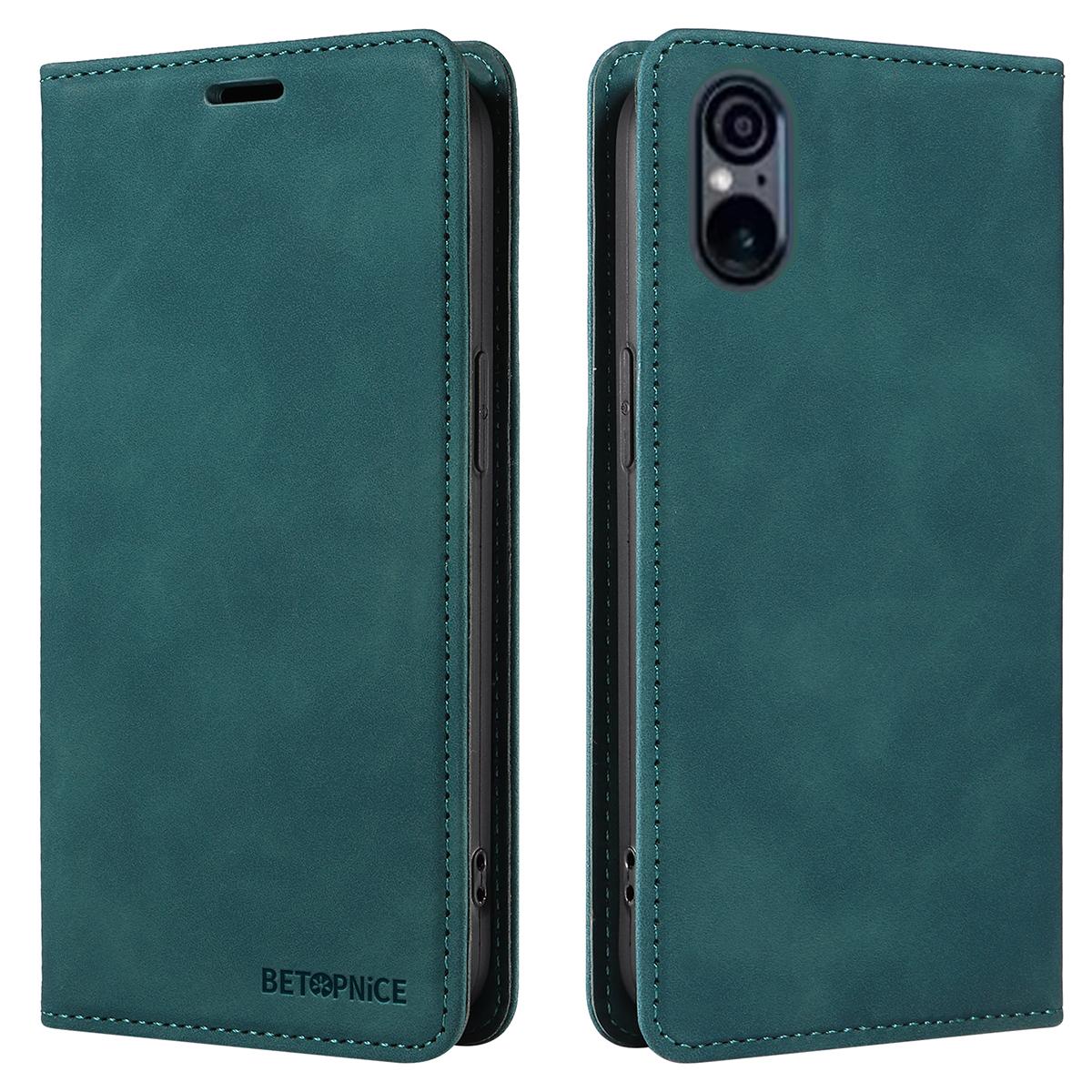 

BETOPNICE 003 For Sony Xperia 5 VI Case Leather Flip Phone Cover RFID Blocking Green