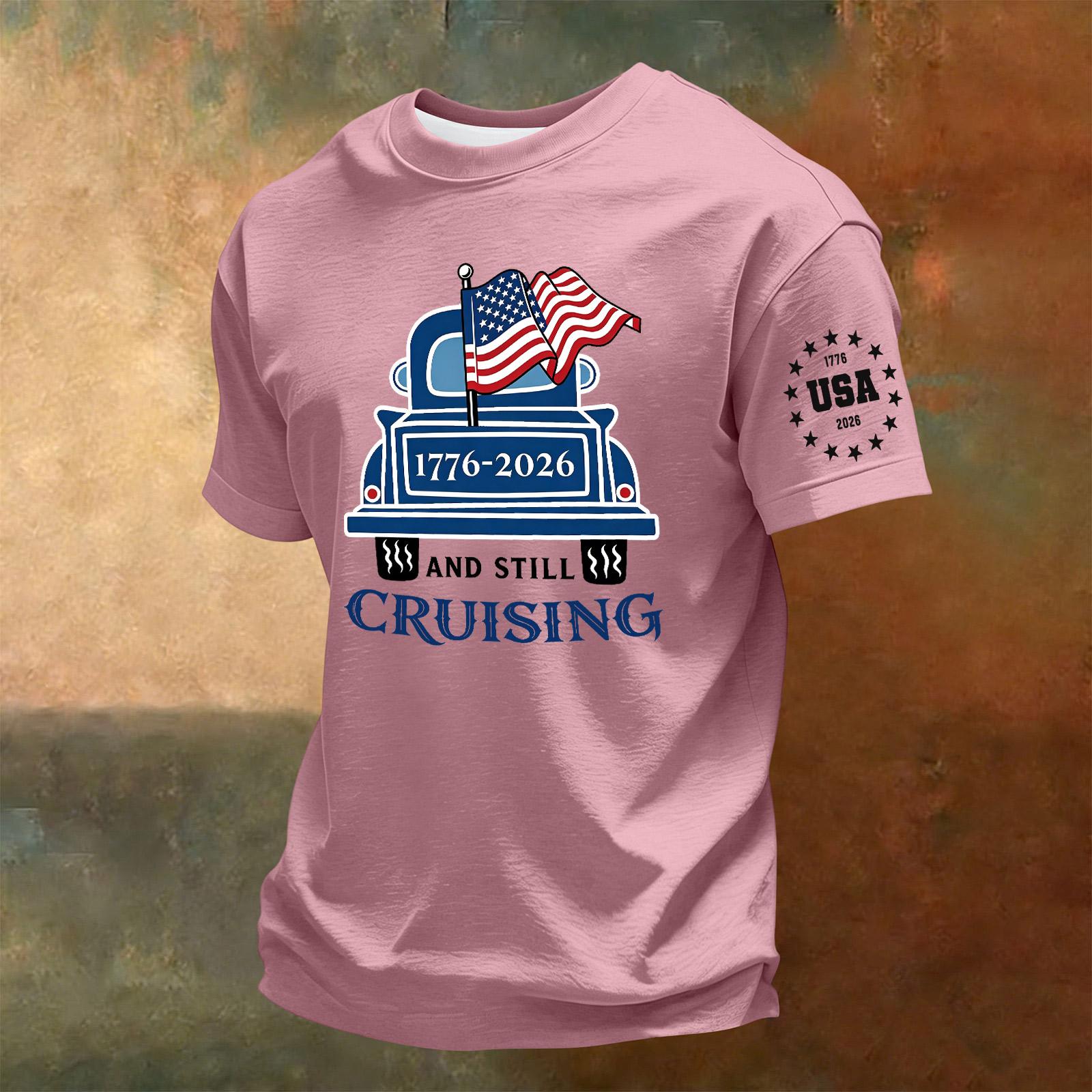 

Men s Summer Crew Neck Short Sleeve T-Shirt 250th Anniversary Independence Day Graphic Print Casual Comfortable Fit XXXXXL рожевий
