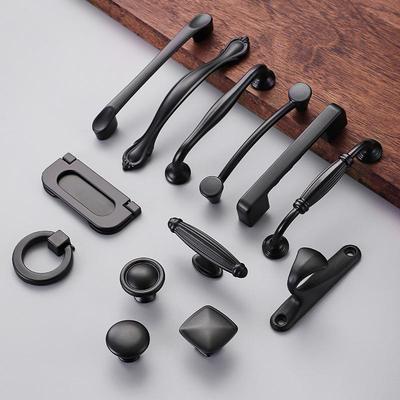 Black Aluminum Alloy European-Style Drawer & Cabinet Handle