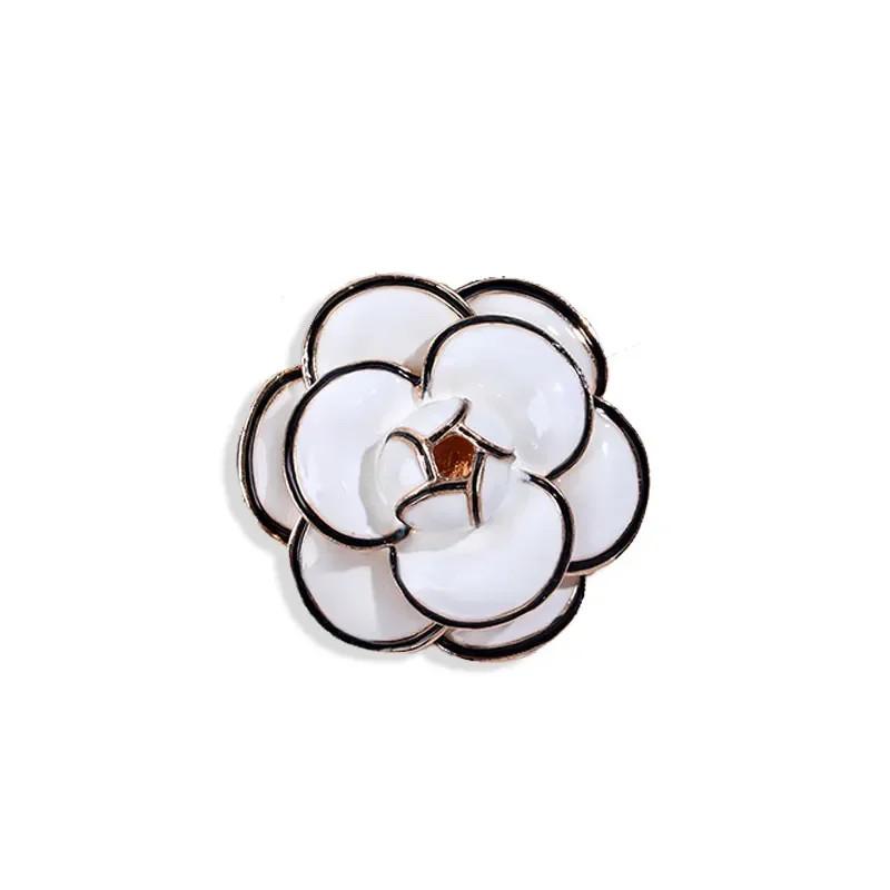 Luxury Camellia Brooch Black White Red Rose Brooches Boutonniere Gift Jewelry
