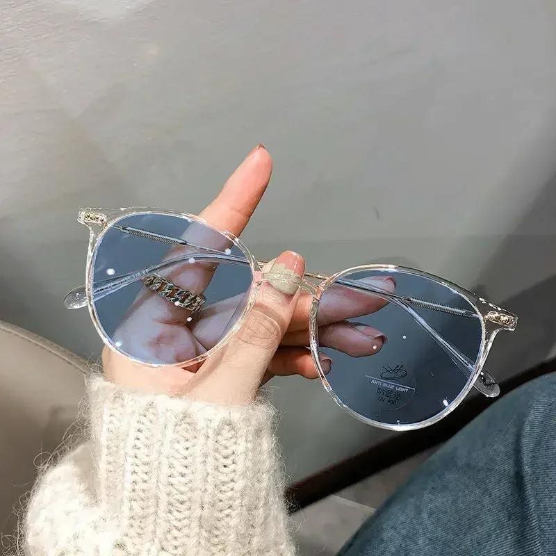 Vintage Luxury Brand Photochromic Myopia Glasses Women Anti Blue Light Near Sight Glasses Round Frame Diopter Eyewear 0 To -4.0