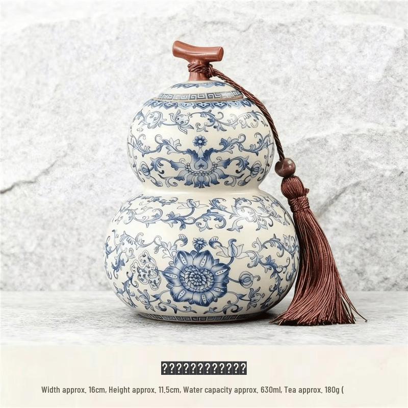 Ru Kiln Blue-and-White Gourd Tea Caddy