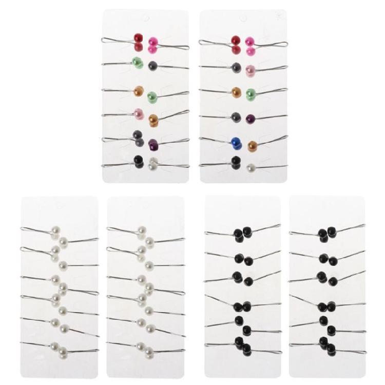 12pcs/ Set Muslim Scarf Fixed Pins Scarf Hijab Clips Pearl Stylish Pin