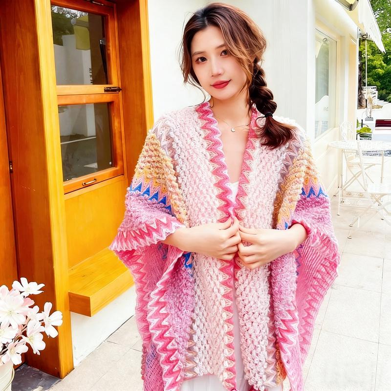 Women's Ethnic Knit Shawl: Travel Photography Cloak & Scarf for Spring & Autumn