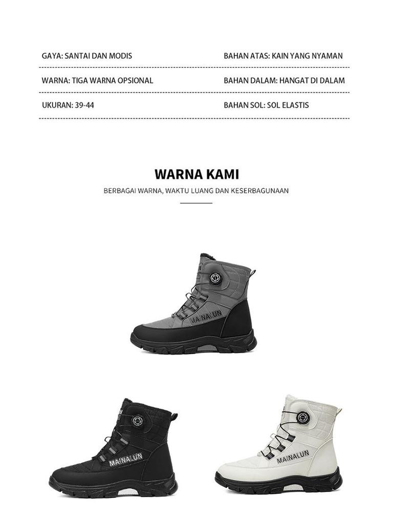 Plus Size Men's High-Top Winter Snow Boots with Warm Velvet Lining